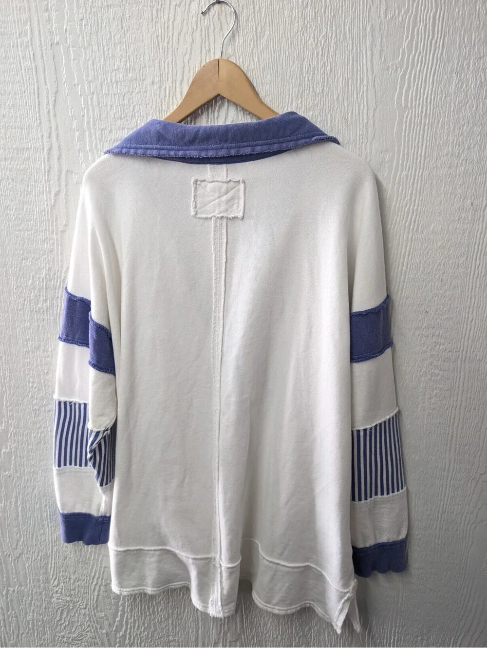Free People We The Free Clean Prep Polo Pullover Top Oversized Striped Medium